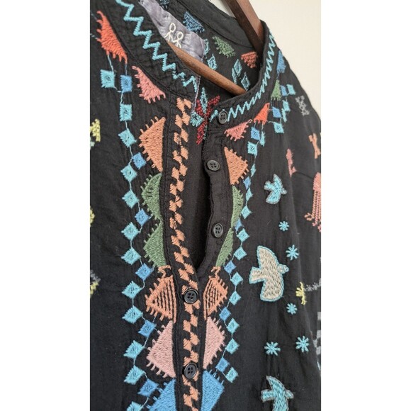 Johnny Was Pete Greta Seraphina Embroidered Top XS Boho Henley Artsy Colorful - Picture 2 of 9